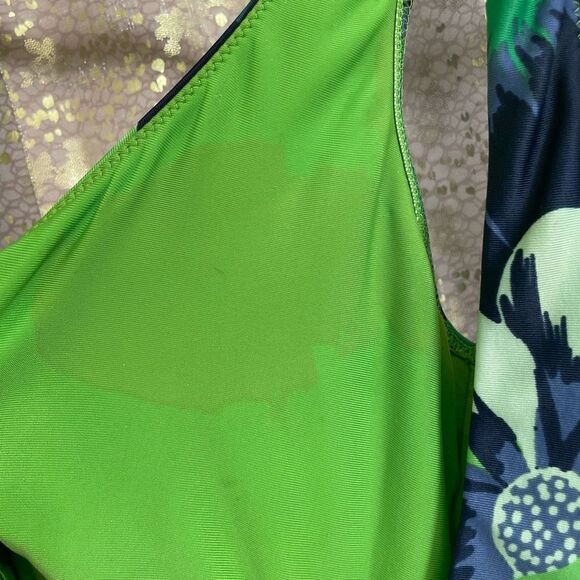 Aerie Green Blue Tropical Floral Knot Front Cutout One Piece Swimsuit Medium - Picture 6 of 7